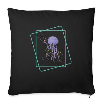 Cute Jellyfish Heart Underwater Sea Animal Lover - Sofa pillowcase 17,3'' x 17,3'' (45 x 45 cm) - black - Front