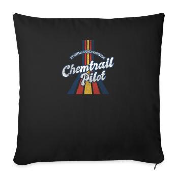 Chemise de parodie de pilote de chemtrail rétro vintage - Housse de coussin décorative 45 x 45 cm - noir - Devant