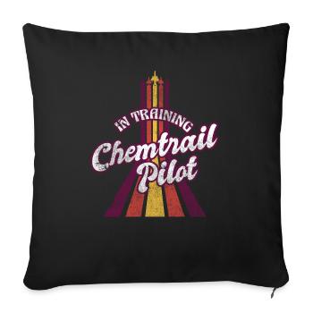 Chemise de parodie de formation de pilote de chemtrail rétro vintage - Housse de coussin décorative 45 x 45 cm - noir - Devant