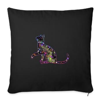 Bunte Katze - Sofakissenbezug 45 x 45 cm - Schwarz - Vorne