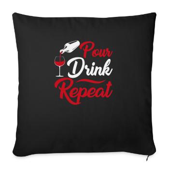 Verser la boisson répéter - Housse de coussin décorative 45 x 45 cm - noir - Devant