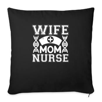 Wife Mom Nurse - Sofa pillowcase 17,3'' x 17,3'' (45 x 45 cm) - black - Front