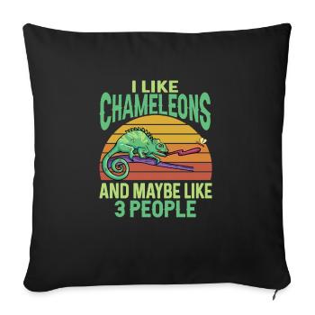 Herpétologiste des reptiles lézards caméléons - Housse de coussin décorative 45 x 45 cm - noir - Devant