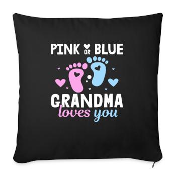 Pink or Blue Grandma Loves You Father Gender - Sofa pillowcase 17,3'' x 17,3'' (45 x 45 cm) - black - Front