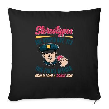 Ce policier aimerait un beignet maintenant présent - Housse de coussin décorative 45 x 45 cm - noir - Devant