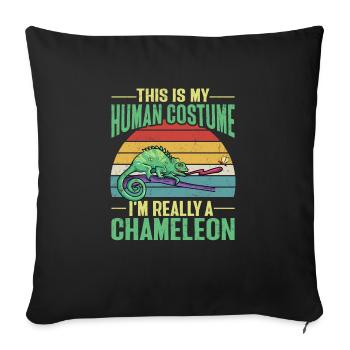 Herpétologiste des reptiles lézards caméléons - Housse de coussin décorative 45 x 45 cm - noir - Devant