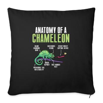 Caméléon, Lézard, Reptile, Herpétologiste - Housse de coussin décorative 45 x 45 cm - noir - Devant
