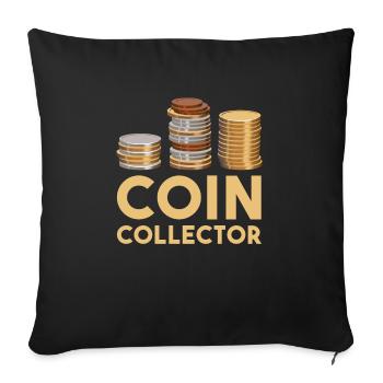 Numismatics Coin Collecting Gift - Sofa pillowcase 17,3'' x 17,3'' (45 x 45 cm) - black - Front
