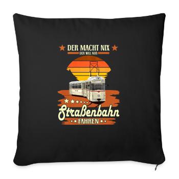 Straßenbahn Gothawagen Design Tram Geschenk - Sofakissenbezug 45 x 45 cm - Schwarz - Vorne