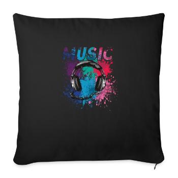 Musican Lover Headphones Just Music - Sofa pillowcase 17,3'' x 17,3'' (45 x 45 cm) - black - Front