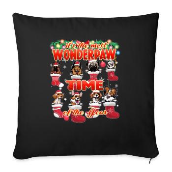 Wonderpaw Time of The Year - Drôles de chiens de Noël - Housse de coussin décorative 45 x 45 cm - noir - Devant
