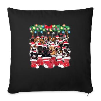 Chiens mignons pour Noël - Amoureux des chiens de noël - Housse de coussin décorative 45 x 45 cm - noir - Devant