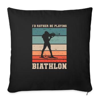 Retro I'd Rather Be Playing Biathlon Biathlete - Sofa pillowcase 17,3'' x 17,3'' (45 x 45 cm) - black - Front