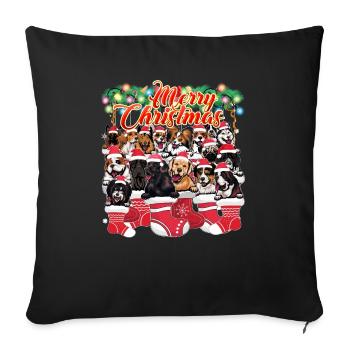 Joyeux Noël Famille Assorti Mignon Chiens Noël Noël - Housse de coussin décorative 45 x 45 cm - noir - Devant