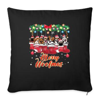 Chiens mignons et câlins Drôles de chiens de Noël - Housse de coussin décorative 45 x 45 cm - noir - Devant