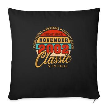 Retro 20 Jahre November 2002 Geburtstag Vintage - Sofakissenbezug 45 x 45 cm - Schwarz - Vorne