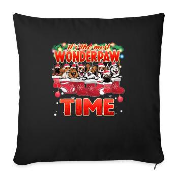 Drôles de chiens comme décoration de Noël - Chien de Noël - Housse de coussin décorative 45 x 45 cm - noir - Devant