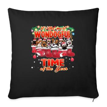 Races de chiens mignons grands et petits - Chien de Noël - Housse de coussin décorative 45 x 45 cm - noir - Devant