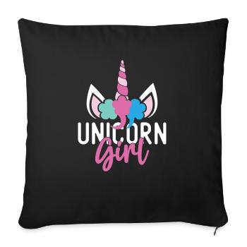 Licorne Fille Licorne - Housse de coussin décorative 45 x 45 cm - noir - Devant