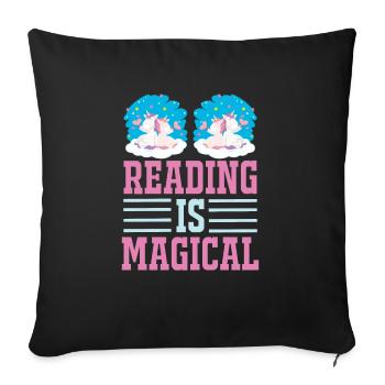 Unicorn Reading Is Magical - Sofa pillowcase 17,3'' x 17,3'' (45 x 45 cm) - black - Front