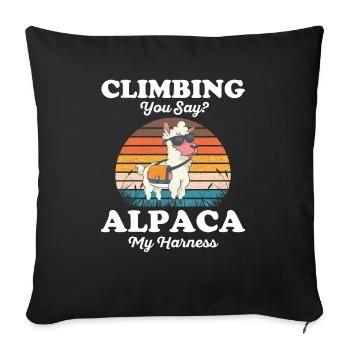 Climbing You Say Alpaca My Harness T-Shirt, Funny - Sofa pillowcase 17,3'' x 17,3'' (45 x 45 cm) - black - Front