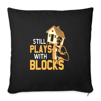 Joue toujours avec des blocs drôle retro carpenter - Housse de coussin décorative 45 x 45 cm - noir - Devant