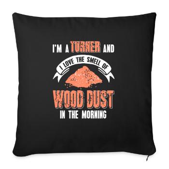 J’adore l’odeur de la poussière de bois dans le rétro du matin - Housse de coussin décorative 45 x 45 cm - noir - Devant