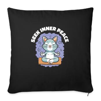 Serenity Cat Yoga Cat Propriétaire Méditation - Housse de coussin décorative 45 x 45 cm - noir - Devant