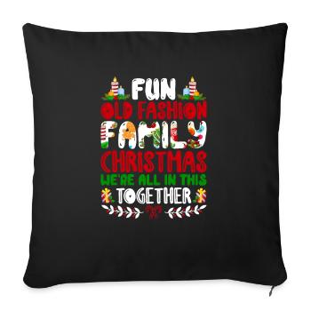 Altmodische Familienweihnacht Ugly Christmas - Sofakissenbezug 45 x 45 cm - Schwarz - Vorne
