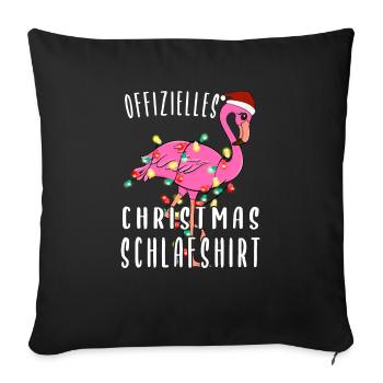 Flamingo Chemise de nuit de Noël - Housse de coussin décorative 45 x 45 cm - noir - Devant