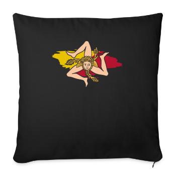 Drapeau de la Sicile Sicile Palerme Italie - Housse de coussin décorative 45 x 45 cm - noir - Devant