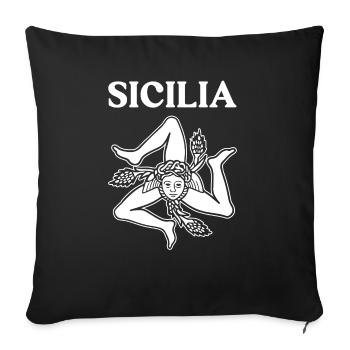Drapeau de la Sicile Sicile Palerme Italie - Housse de coussin décorative 45 x 45 cm - noir - Devant