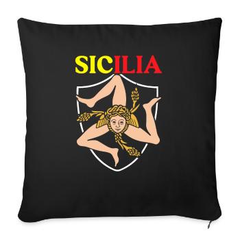 Drapeau de la Sicile Sicile Palerme Italie - Housse de coussin décorative 45 x 45 cm - noir - Devant