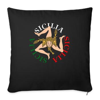 Drapeau de la Sicile Sicile Palerme Italie - Housse de coussin décorative 45 x 45 cm - noir - Devant