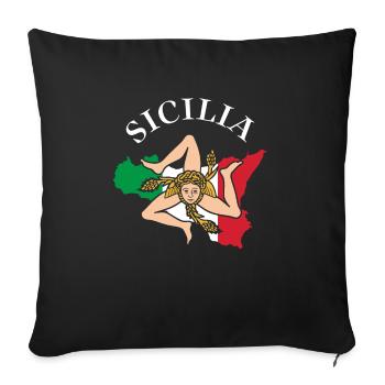 Drapeau de la Sicile Sicile Palerme Italie - Housse de coussin décorative 45 x 45 cm - noir - Devant