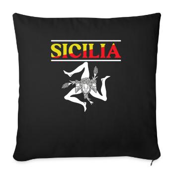 Drapeau de la Sicile Sicile Palerme Italie - Housse de coussin décorative 45 x 45 cm - noir - Devant