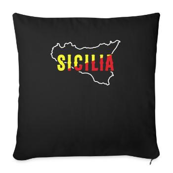 Drapeau de la Sicile Sicile Palerme Italie - Housse de coussin décorative 45 x 45 cm - noir - Devant