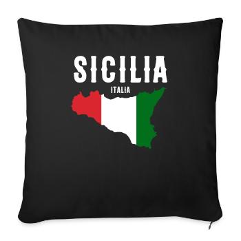 Drapeau de la Sicile Sicile Palerme Italie - Housse de coussin décorative 45 x 45 cm - noir - Devant
