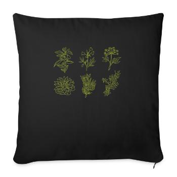 Flowers Spices Floristry Shirt - Sofa pillowcase 17,3'' x 17,3'' (45 x 45 cm) - black - Front