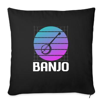 Retro Vintage Classic Banjo Instrument Banjoist - Housse de coussin décorative 45 x 45 cm - noir - Devant