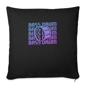 Retro Vintage Classic Bass Drum Instrument Drummer - Housse de coussin décorative 45 x 45 cm - noir - Devant