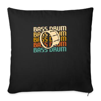Retro Vintage Classic Bass Drum Instrument Drummer - Housse de coussin décorative 45 x 45 cm - noir - Devant