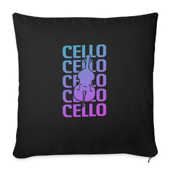 Instrument de violoncelle classique rétro vintage - Housse de coussin décorative 45 x 45 cm - noir - Devant