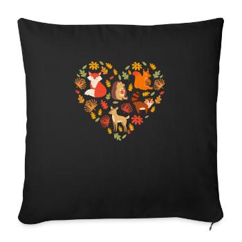Naturliebhaber Wildtiere Wald Tiere Dschungel - Sofakissenbezug 45 x 45 cm - Schwarz - Vorne