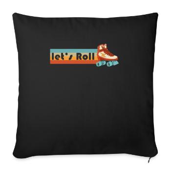 Inline Skate Gift Rollerskates Roller 70s - Housse de coussin décorative 45 x 45 cm - noir - Devant