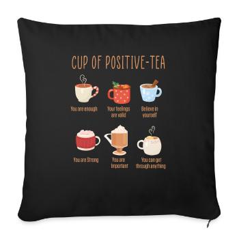 Positivity Cup boissons motivantes - Housse de coussin décorative 45 x 45 cm - noir - Devant