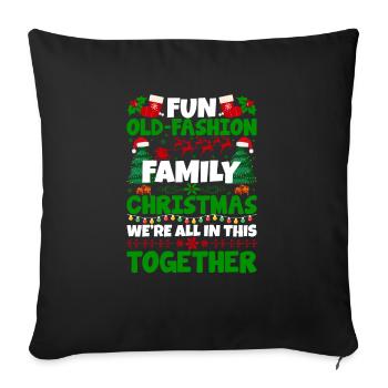 Noëls en famille dans le style norvégien à l’ancienne - Housse de coussin décorative 45 x 45 cm - noir - Devant