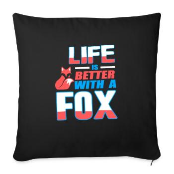 Life Is Better With A Fox Cute Retro Fox Lover - Sofa pillowcase 17,3'' x 17,3'' (45 x 45 cm) - black - Front