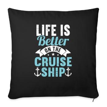 Croisière Croisière Vacances Mer - Housse de coussin décorative 45 x 45 cm - noir - Devant