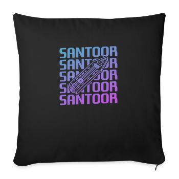 Retro Vintage Classic Santoor Player Instrument - Housse de coussin décorative 45 x 45 cm - noir - Devant